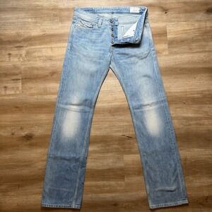 Diesel Viker Jeans Men 29x32 Straight Leg Light Wash Faded Made in Italy 008XZ